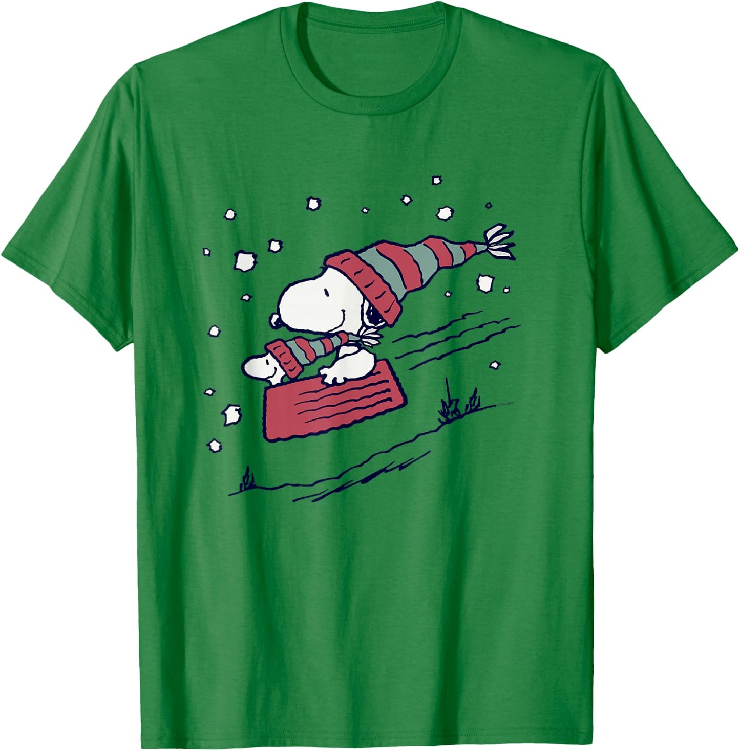 Peanuts - Snoopy Sledding T-Shirt - T-Shirt | Irish Green