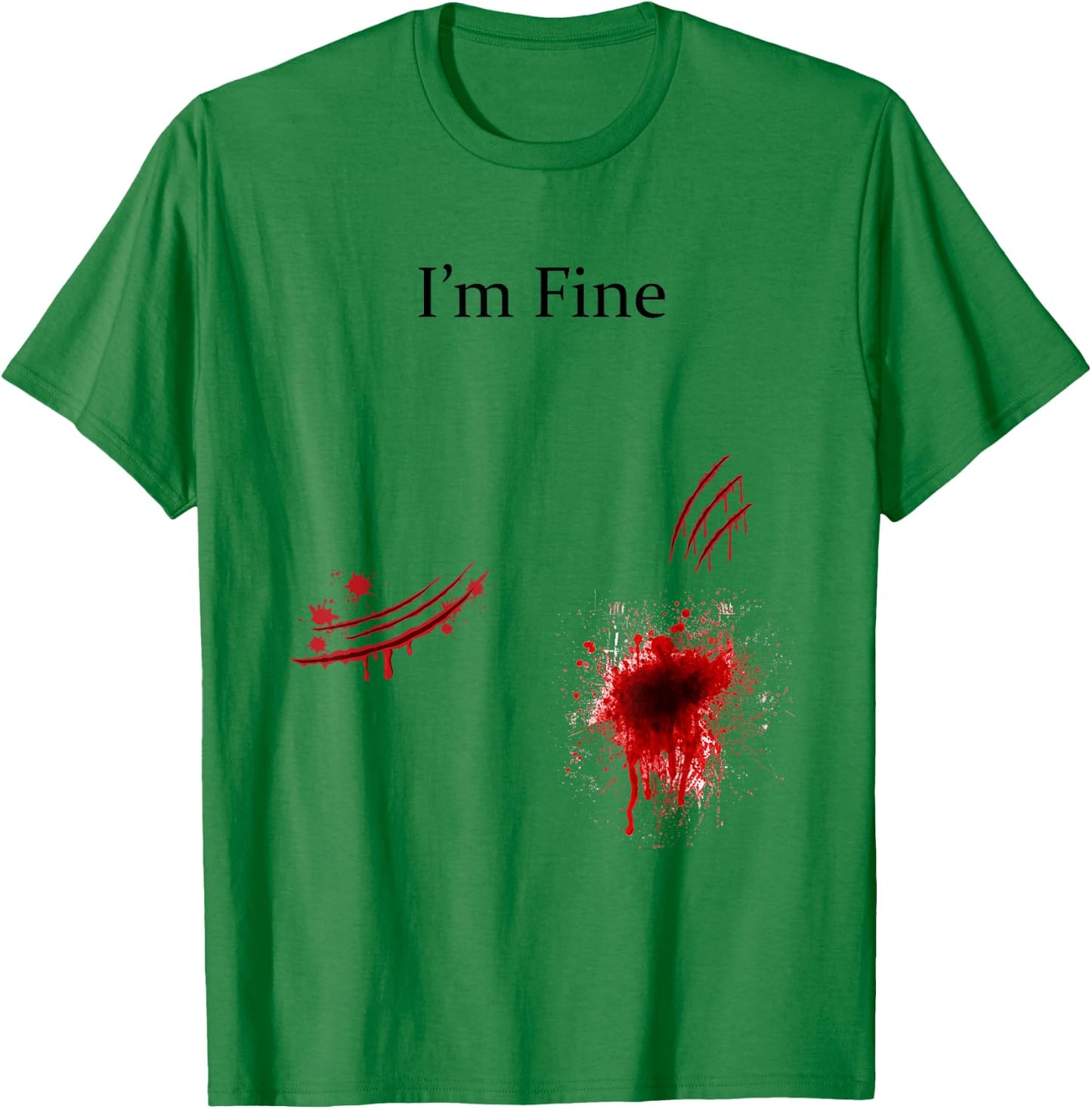 I'm Fine Bloody Zombie Bite Scary Halloween Costume Funny T-Shirt - T-Shirt | Irish Green