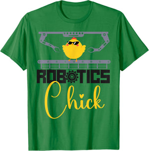 Robot Robotics Engineer Cool Chicken Female Girl Robotics T-Shirt - T-Shirt | Irish Green