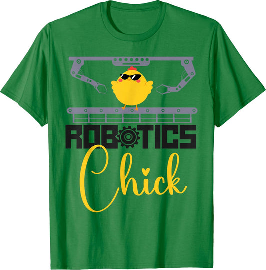 Robot Robotics Engineer Cool Chicken Female Girl Robotics T-Shirt - T-Shirt | Irish Green