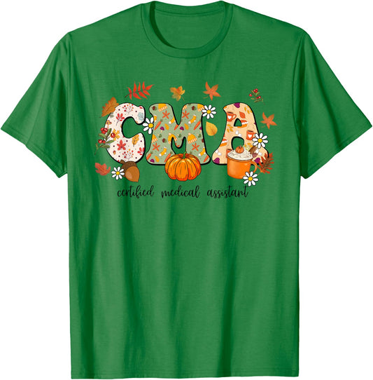Certified Medical Assistant Autumn Fall Season Thanksgiving T-Shirt - T-Shirt | Irish Green