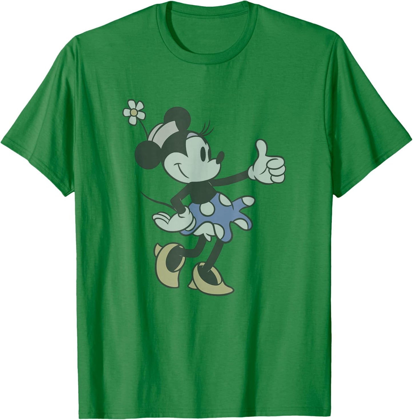Disney Minnie Mouse Retro Thumbs Up Classic Wink Portrait T-Shirt - T-Shirt | Irish Green