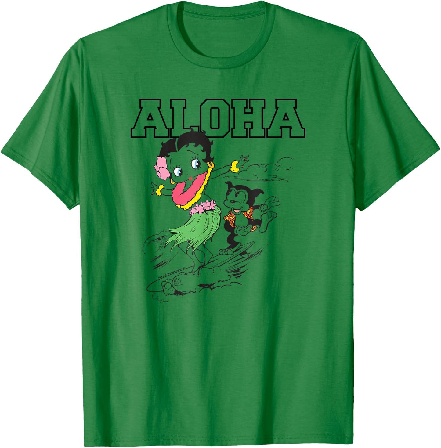 Betty Boop Surfing Aloha Outline Color Pop T-Shirt - T-Shirt | Irish Green