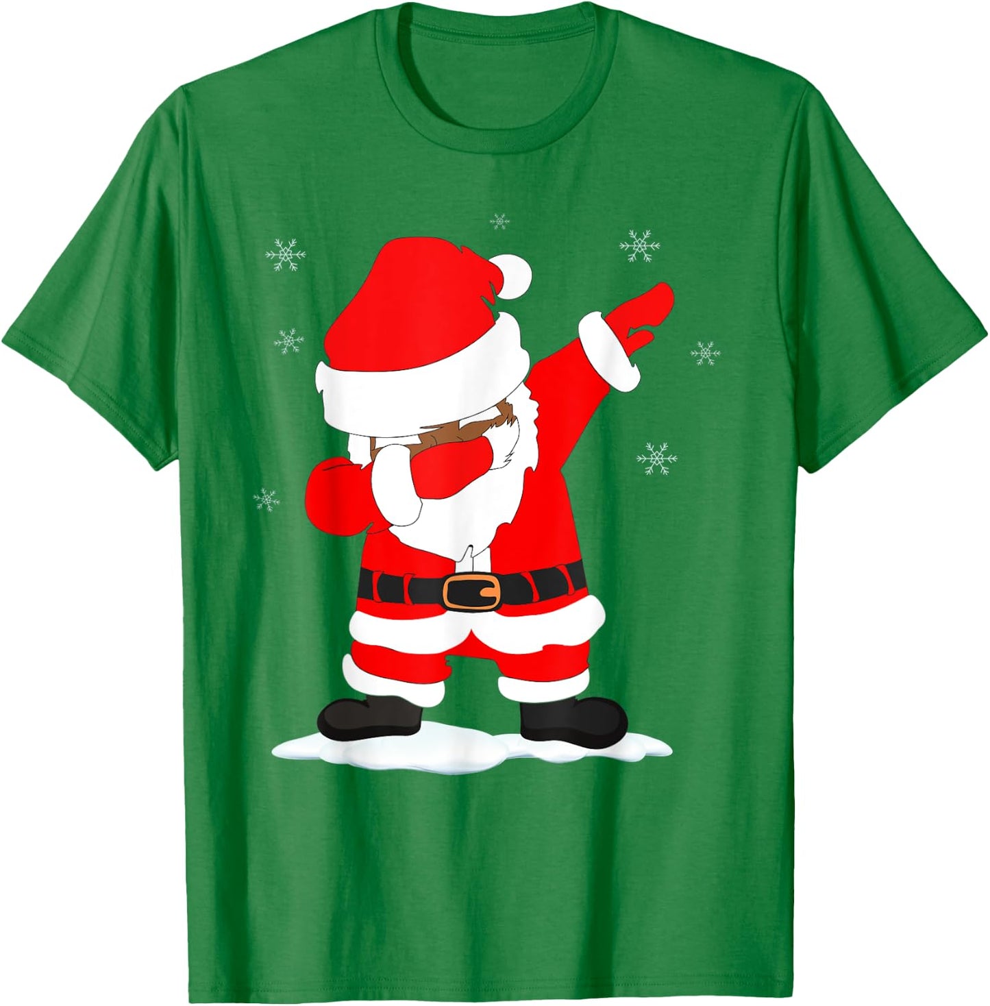 Funny Christmas Black Brown DABBING SANTA T-Shirt - T-Shirt | Irish Green