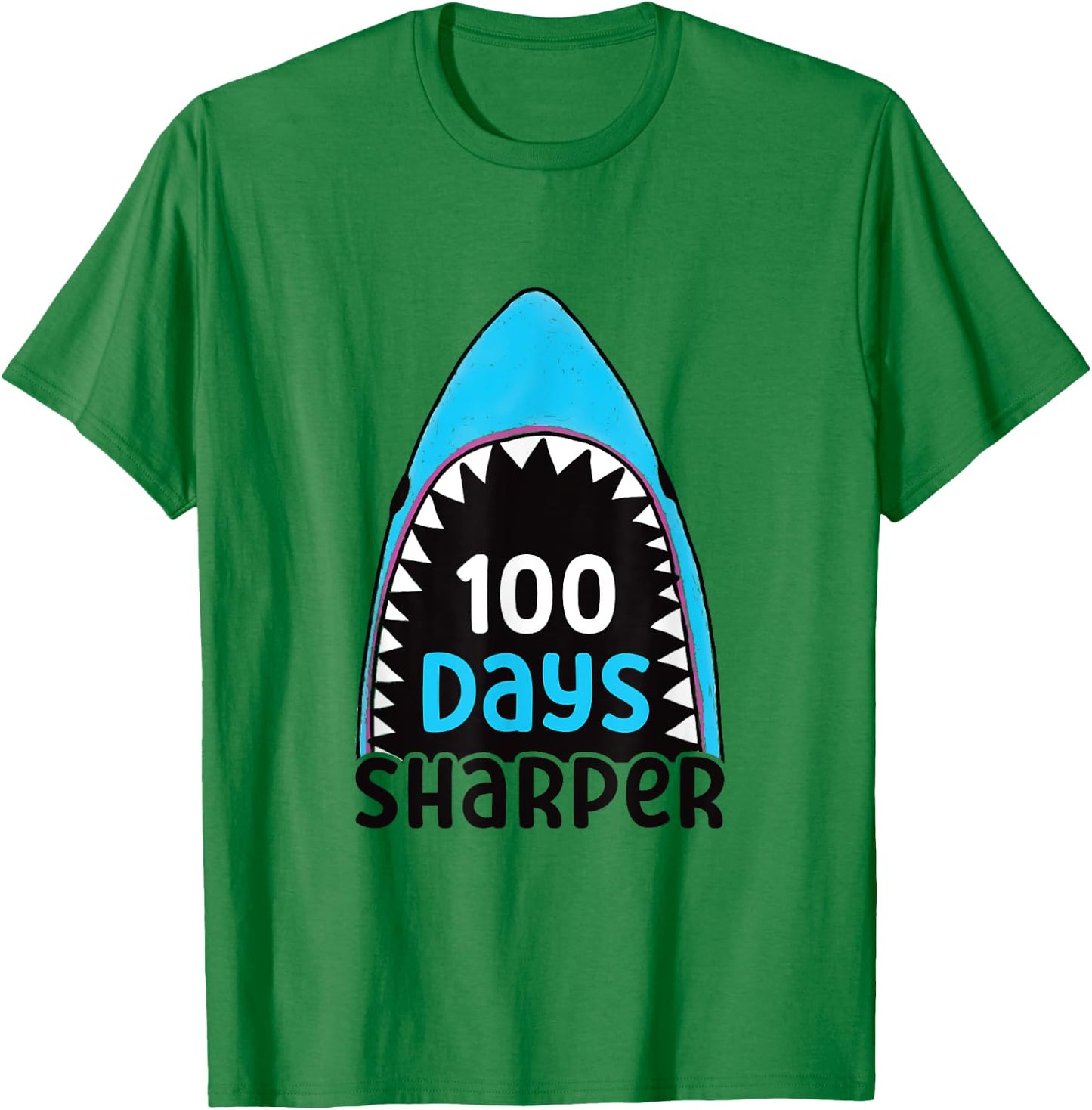 100 Days Sharper Boys Shark 100th Day of School T-Shirt - T-Shirt | Irish Green