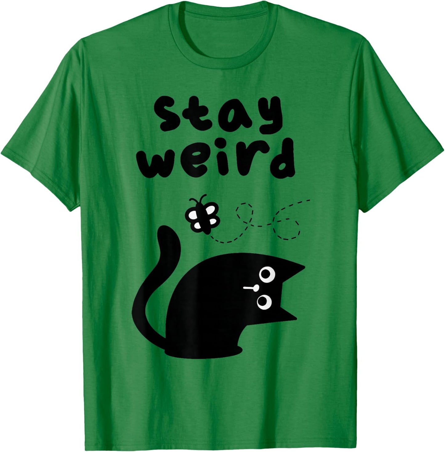Stay Weird Cat T-Shirt - T-Shirt | Irish Green