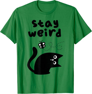 Stay Weird Cat T-Shirt - T-Shirt | Irish Green