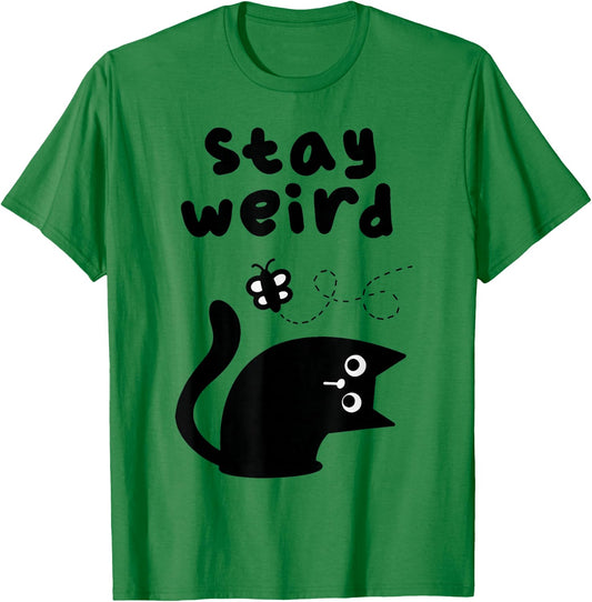 Stay Weird Cat T-Shirt - T-Shirt | Irish Green