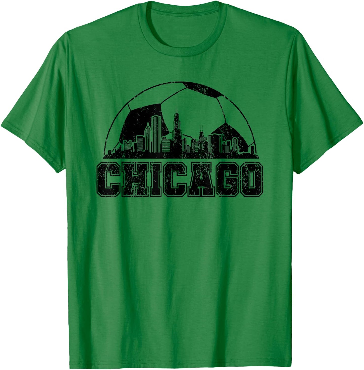 Chicago Skyline Soccer Lover T-Shirt - T-Shirt | Irish Green