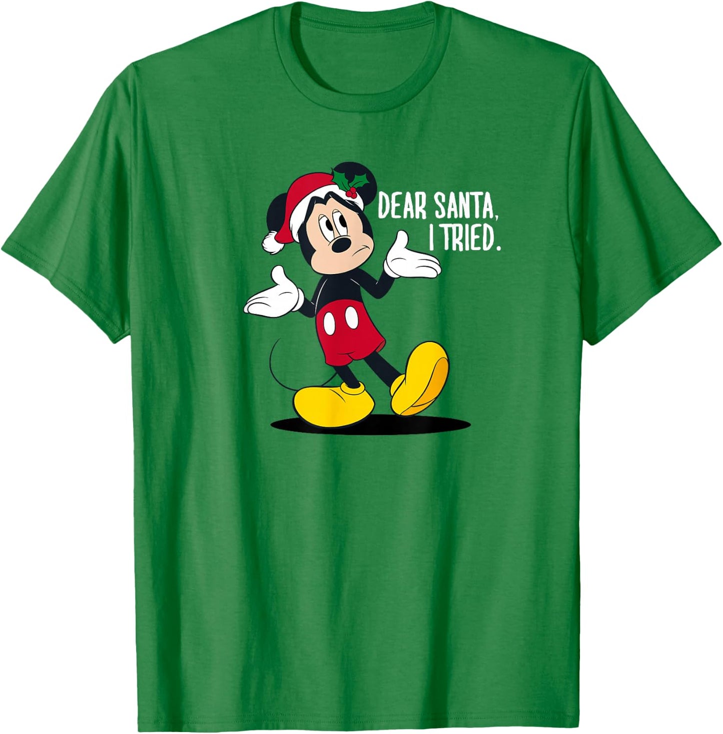 Disney Christmas Mickey Dear Santa I Tried T-Shirt - T-Shirt | Irish Green