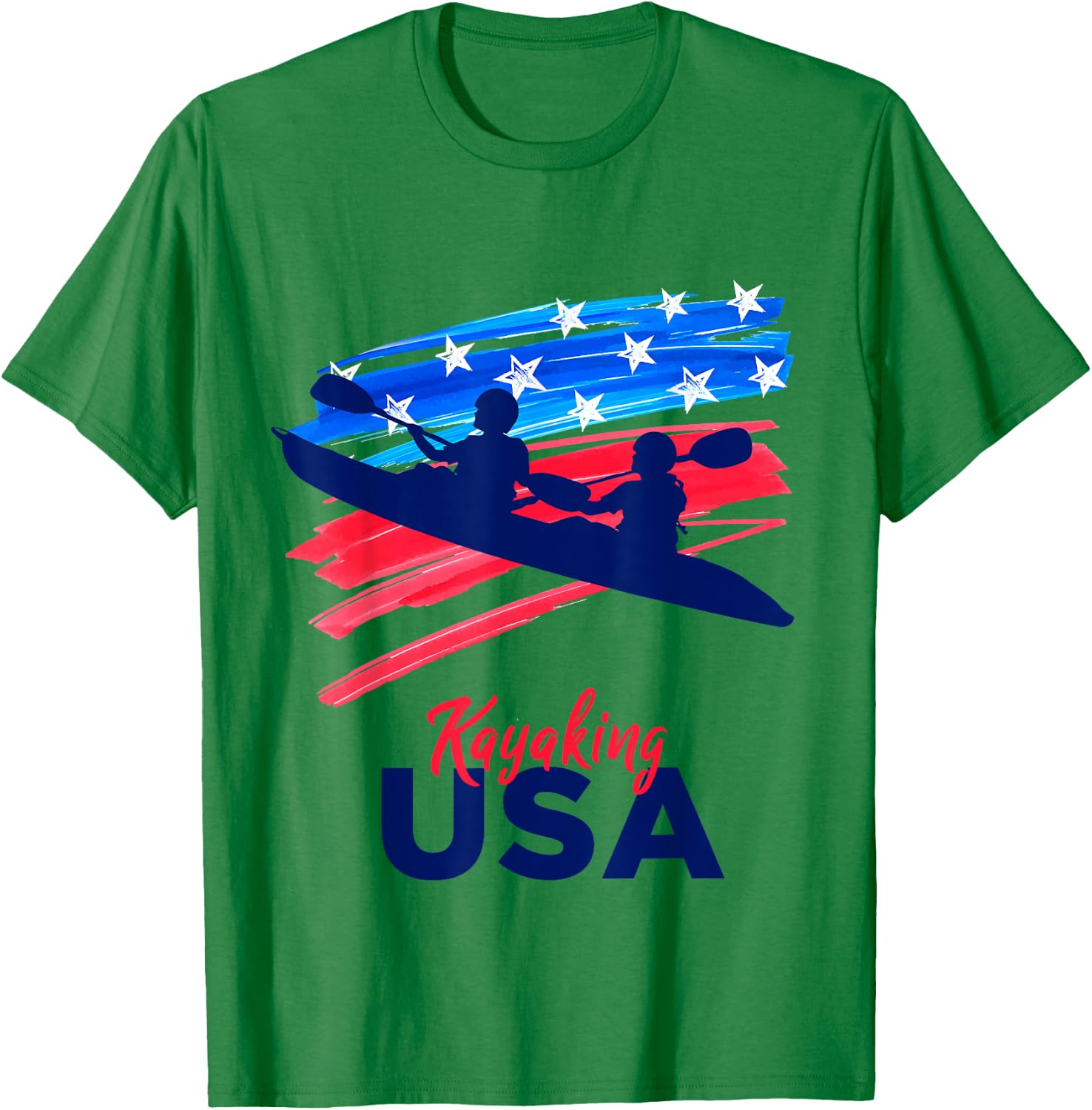 Kayaking Support the Team Kayaking Kayaker USA Flag T-Shirt - T-Shirt | Irish Green