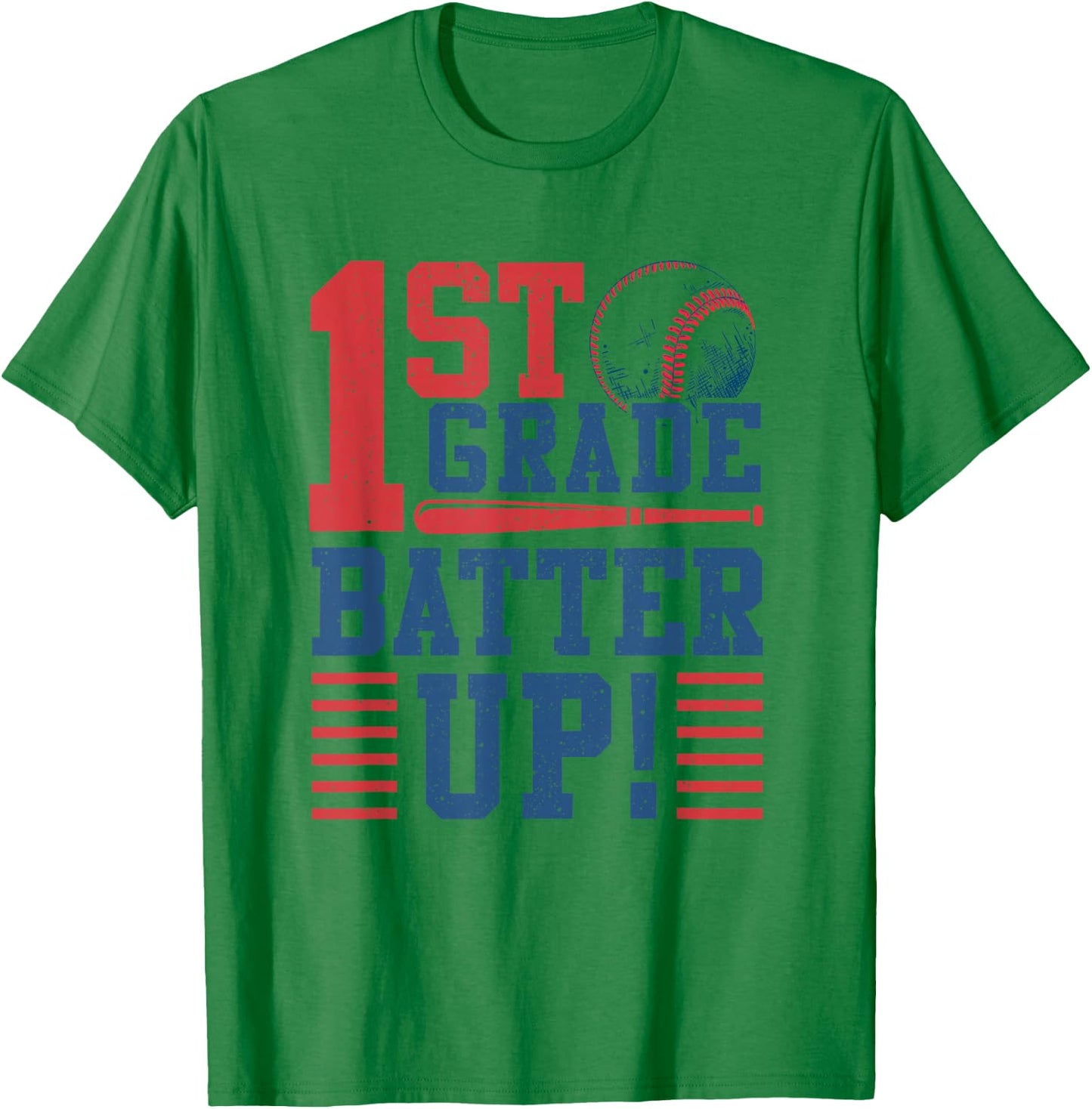 Baseball 1st Grade Back To School 1st Grade Batter Up T-Shirt - T-Shirt | Irish Green