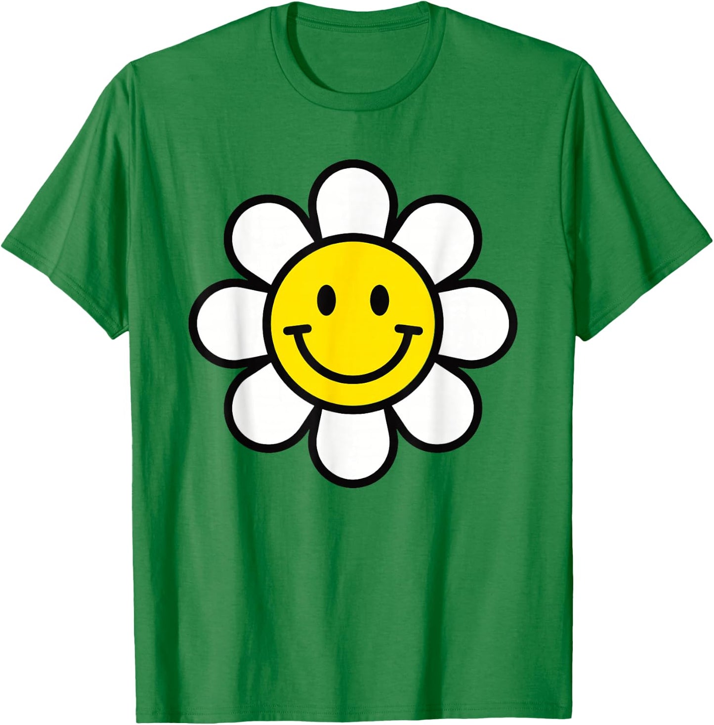 Yellow Happy Smiling Smile Face Daisy Flower Shirt Kids Girl T-Shirt - T-Shirt | Irish Green