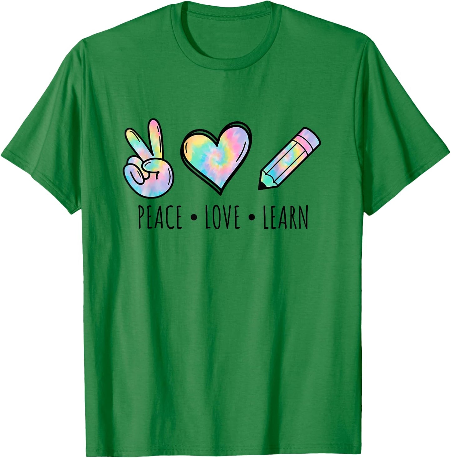 Peace Love Learn Tie Dye Teacher Kids 100th Days Of School T-Shirt - T-Shirt | Irish Green