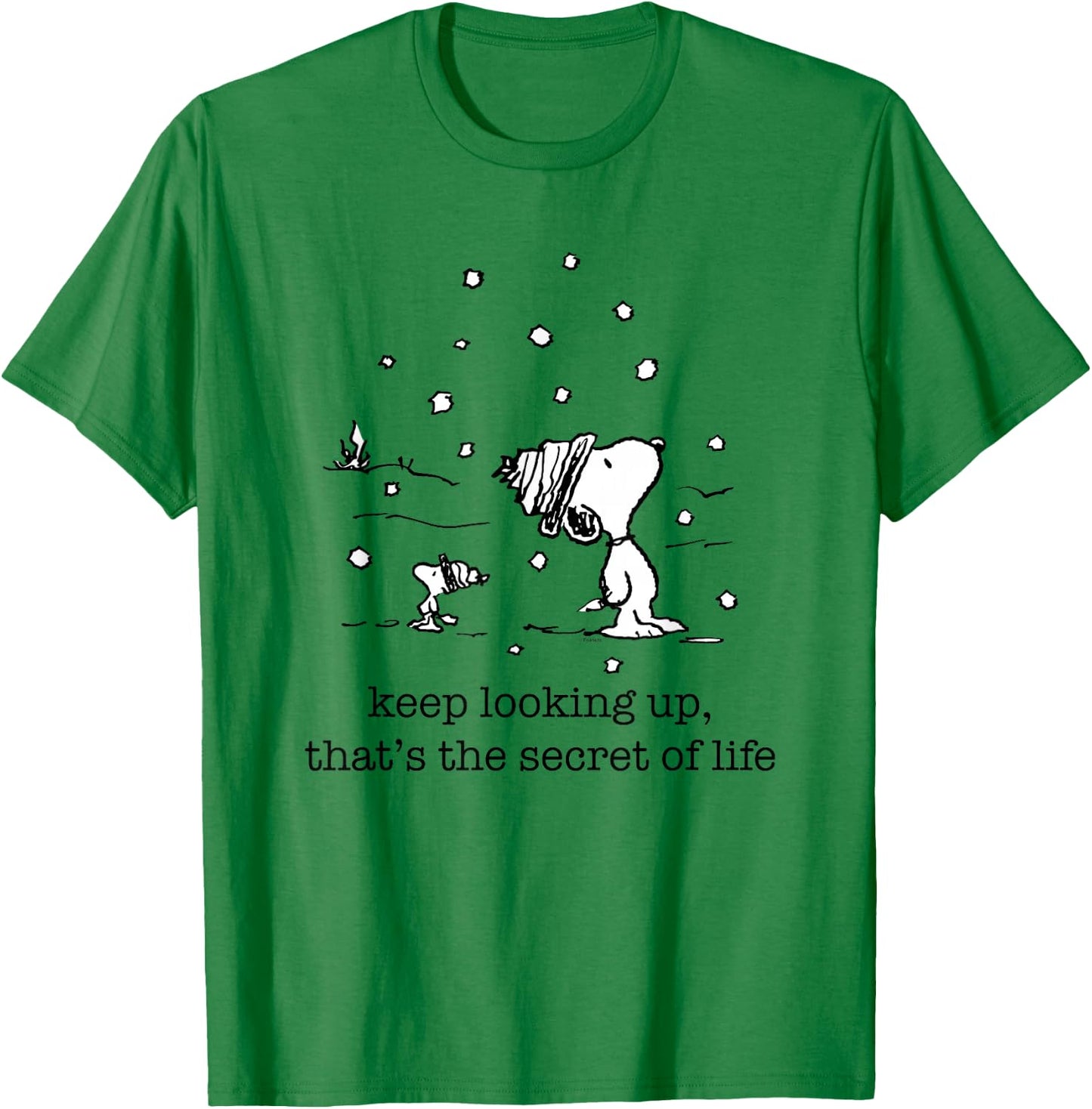 Peanuts - Snoopy and Woodstock Christmas Snowfall T-Shirt - T-Shirt | Irish Green