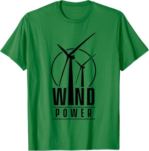 Wind power Wind Energy Green Renewable Turbine Windmill T-Shirt - T-Shirt | Irish Green