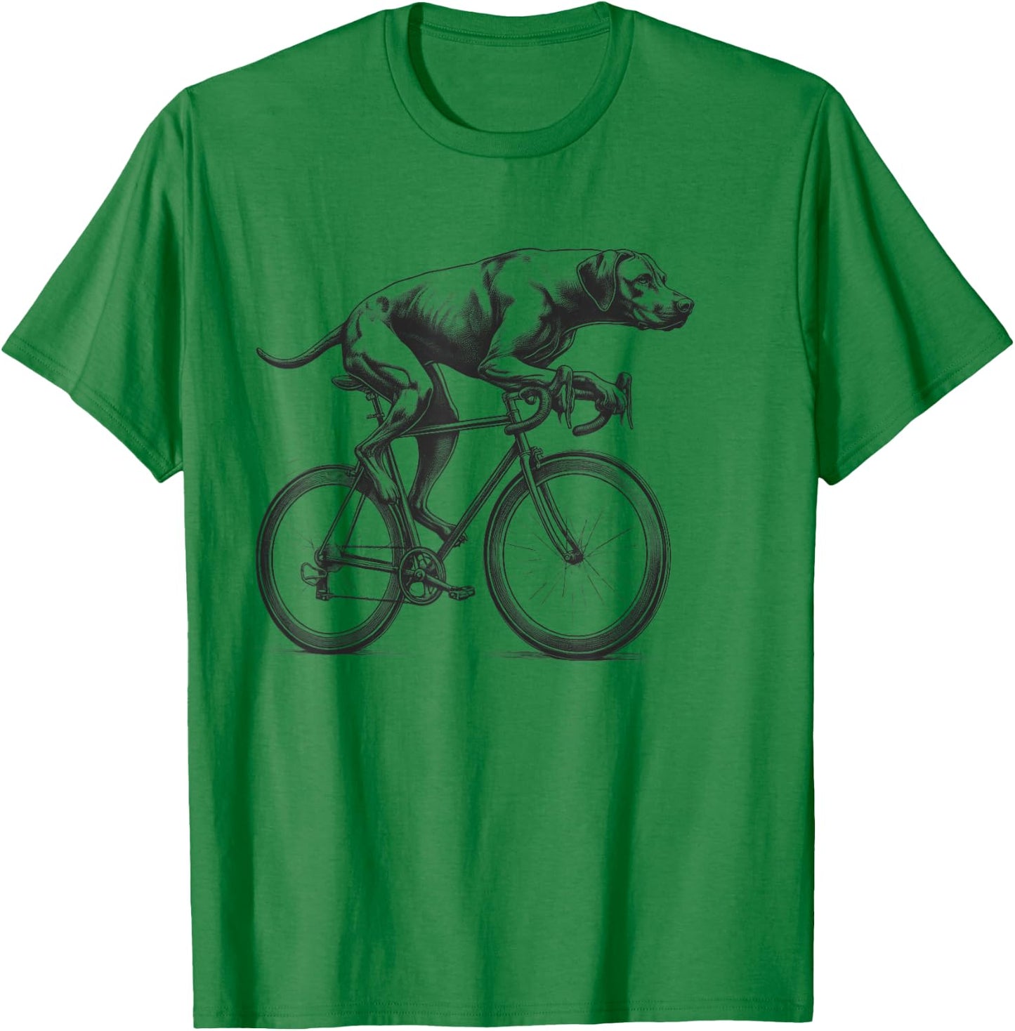 Rhodesian Ridgeback Dog Riding a Bike Bicycle Biker Cycling T-Shirt - T-Shirt | Irish Green
