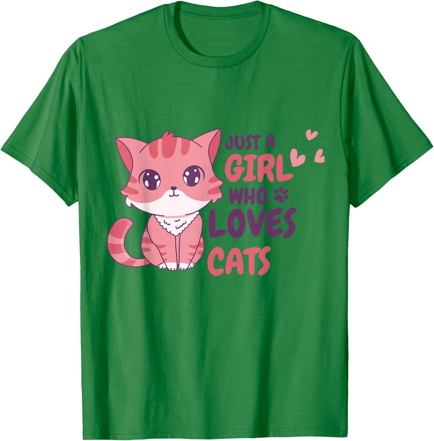 Just A Girl Who Loves Cats Cute Cat Shirt Gifts Kids Girls T-Shirt - T-Shirt | Irish Green