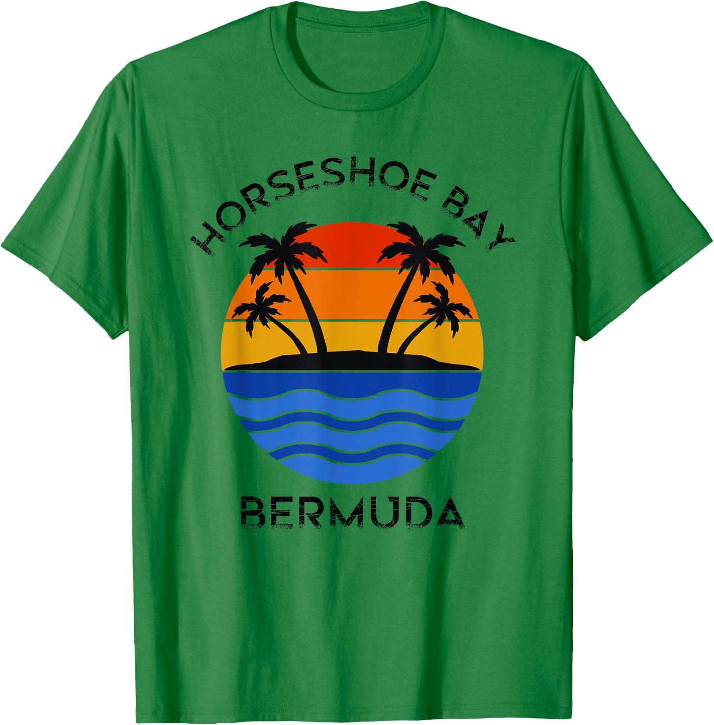 Bermuda Lover's Retro "Horseshoe Bay, Bermuda" Apparel T-Shirt - T-Shirt | Irish Green