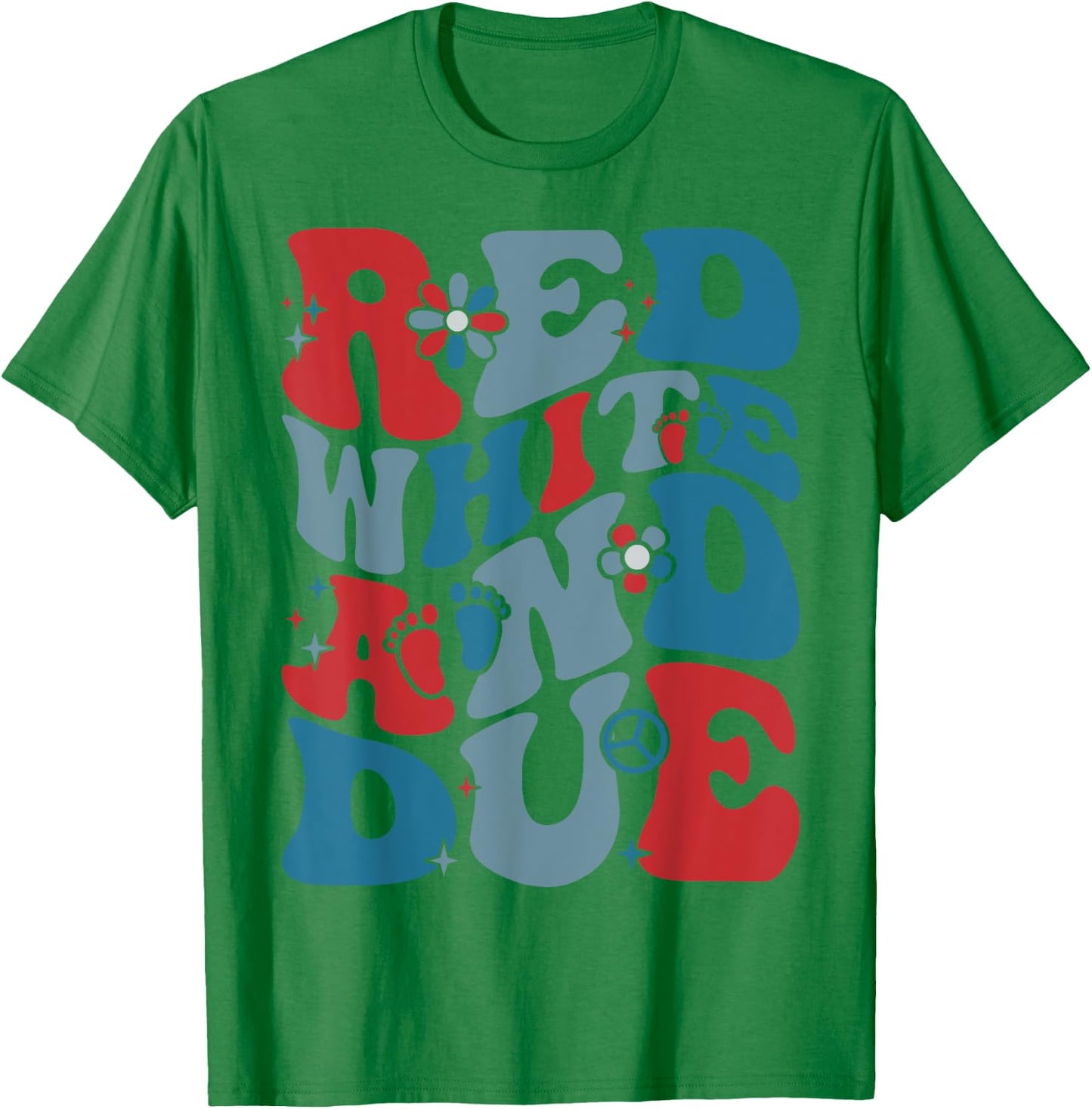 Groovy Red White And Due Baby Shower 4th of July Pregnancy Men T-Shirt - T-Shirt | Irish Green