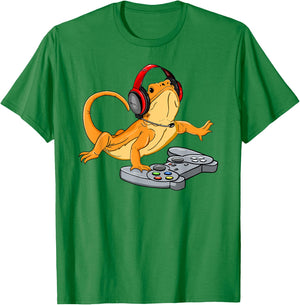 Bearded Dragon Gamer Video Game Gecko Lizard T-Shirt - T-Shirt | Irish Green