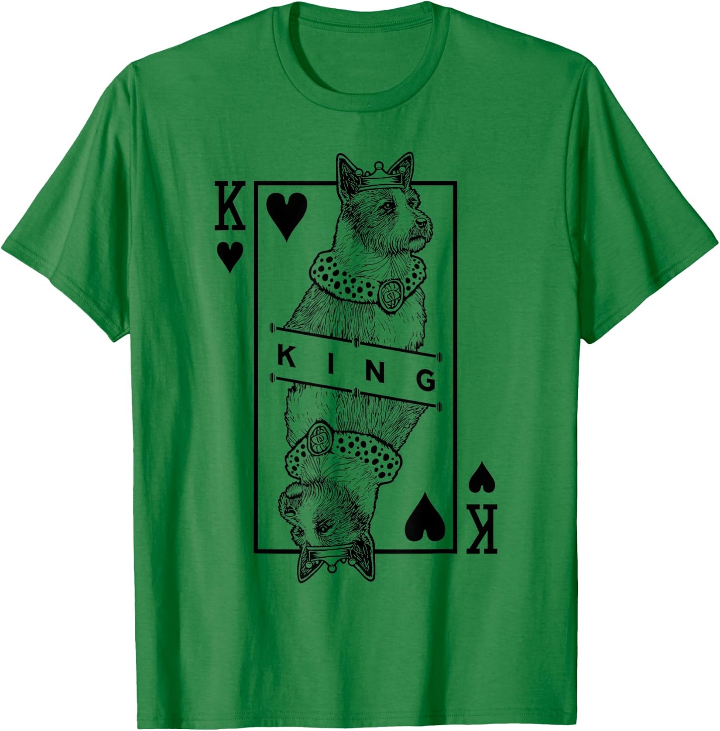 Portuguese Podengo Pequeno King Of Hearts Funny Dog Lover T-Shirt - T-Shirt | Irish Green