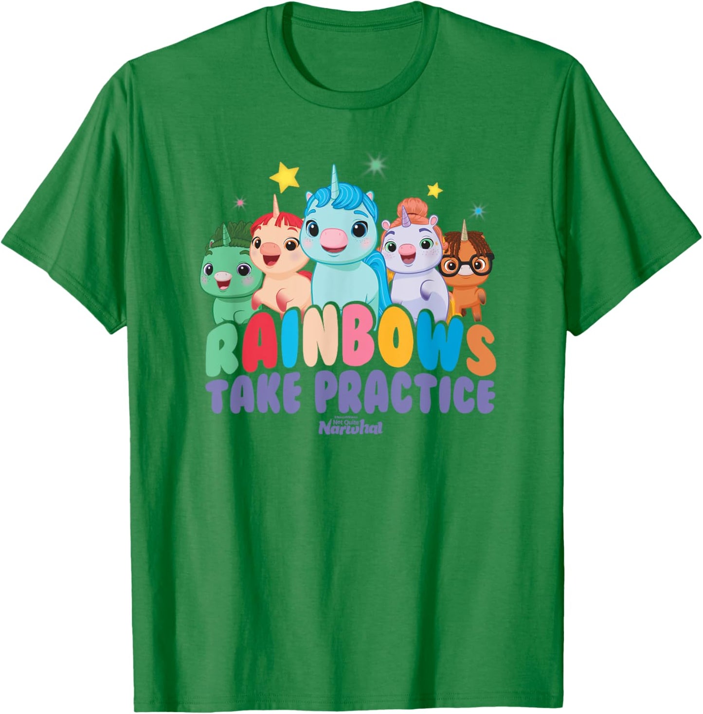 DreamWorks Not Quite Narwhal Rainbows Take Practice T-Shirt - T-Shirt | Irish Green