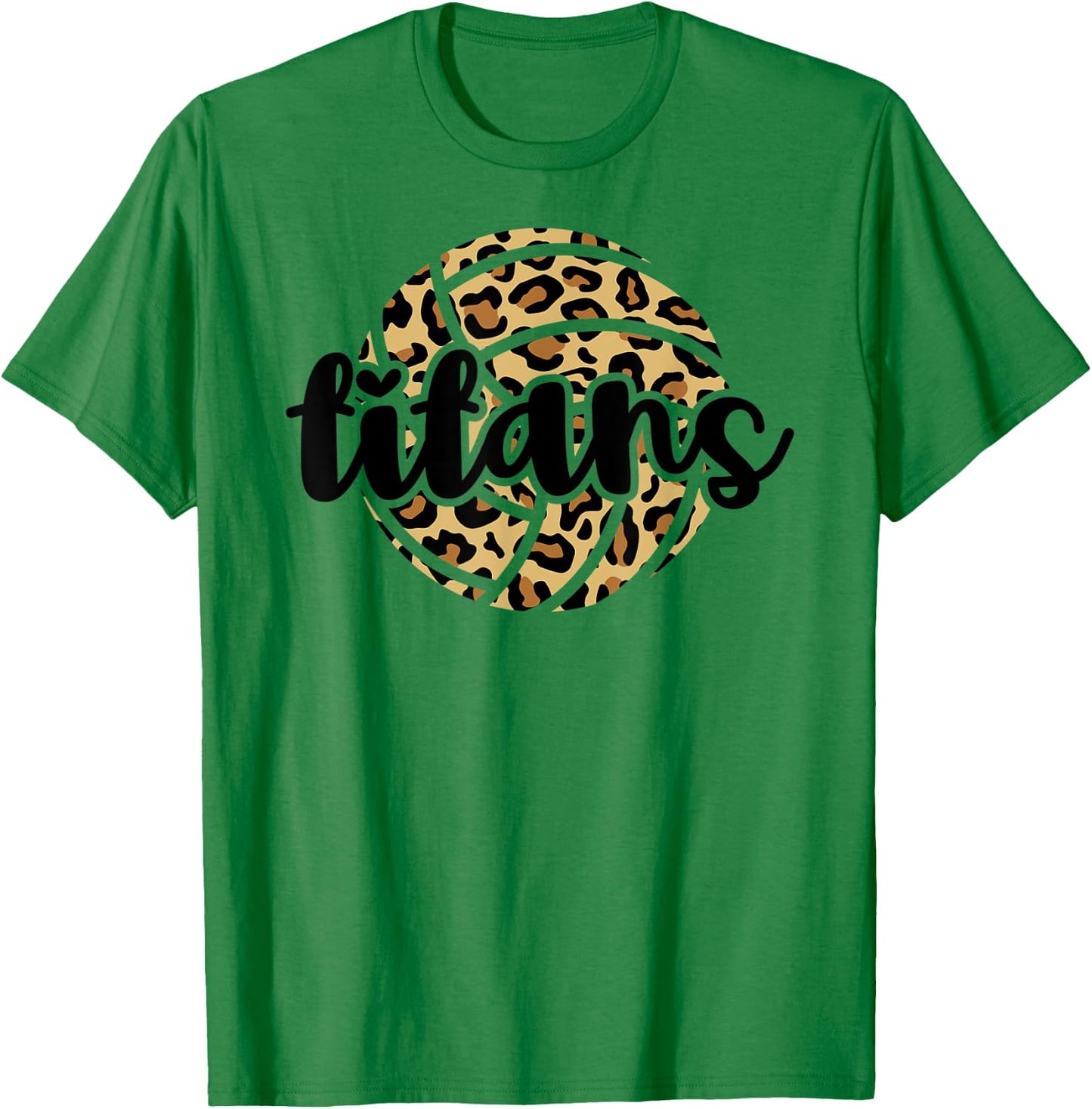 Titans Volleyball Team Leopard Mascot School Spirit Game T-Shirt - T-Shirt | Irish Green