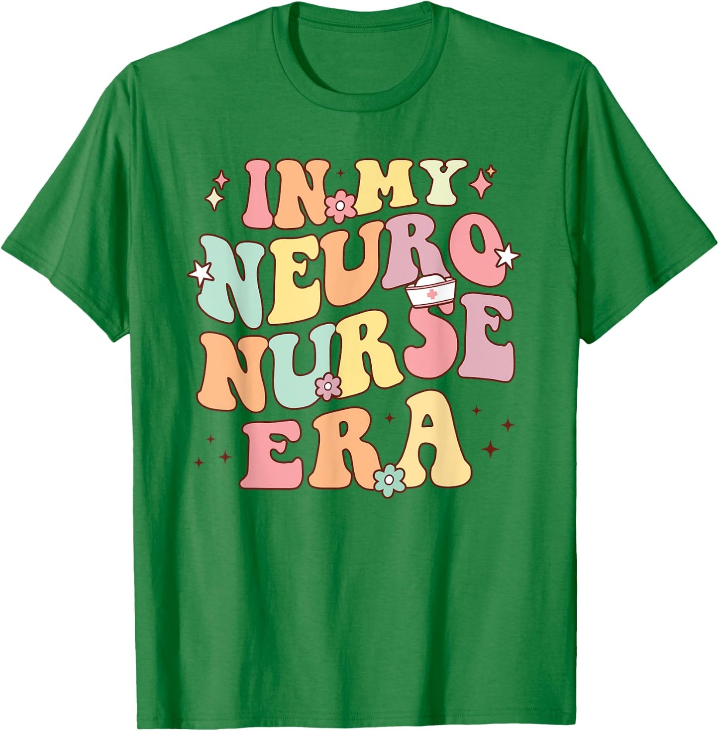 In My Neuro Nurse Era Retro Neuroscience Neurology Nursing T-Shirt - T-Shirt | Irish Green