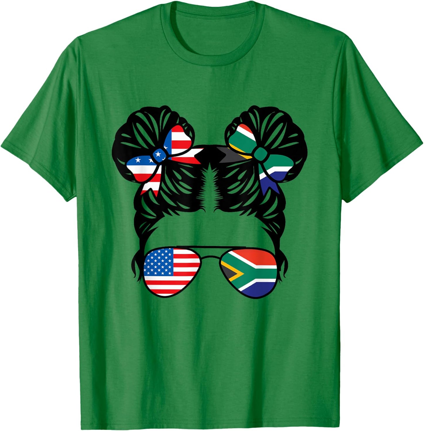 Half American South African Girl USA Africa Flag Patriot T-Shirt - T-Shirt | Irish Green