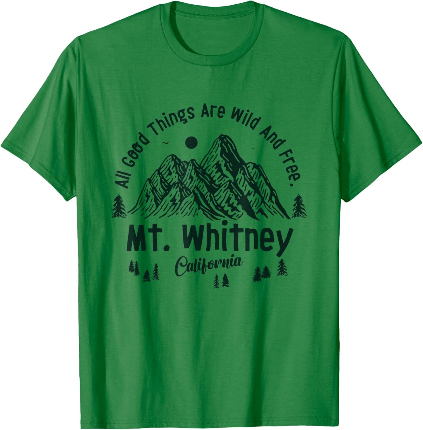 Mt. Whitney Mountains California Hiking Outdoors Vintage T-Shirt - T-Shirt | Irish Green