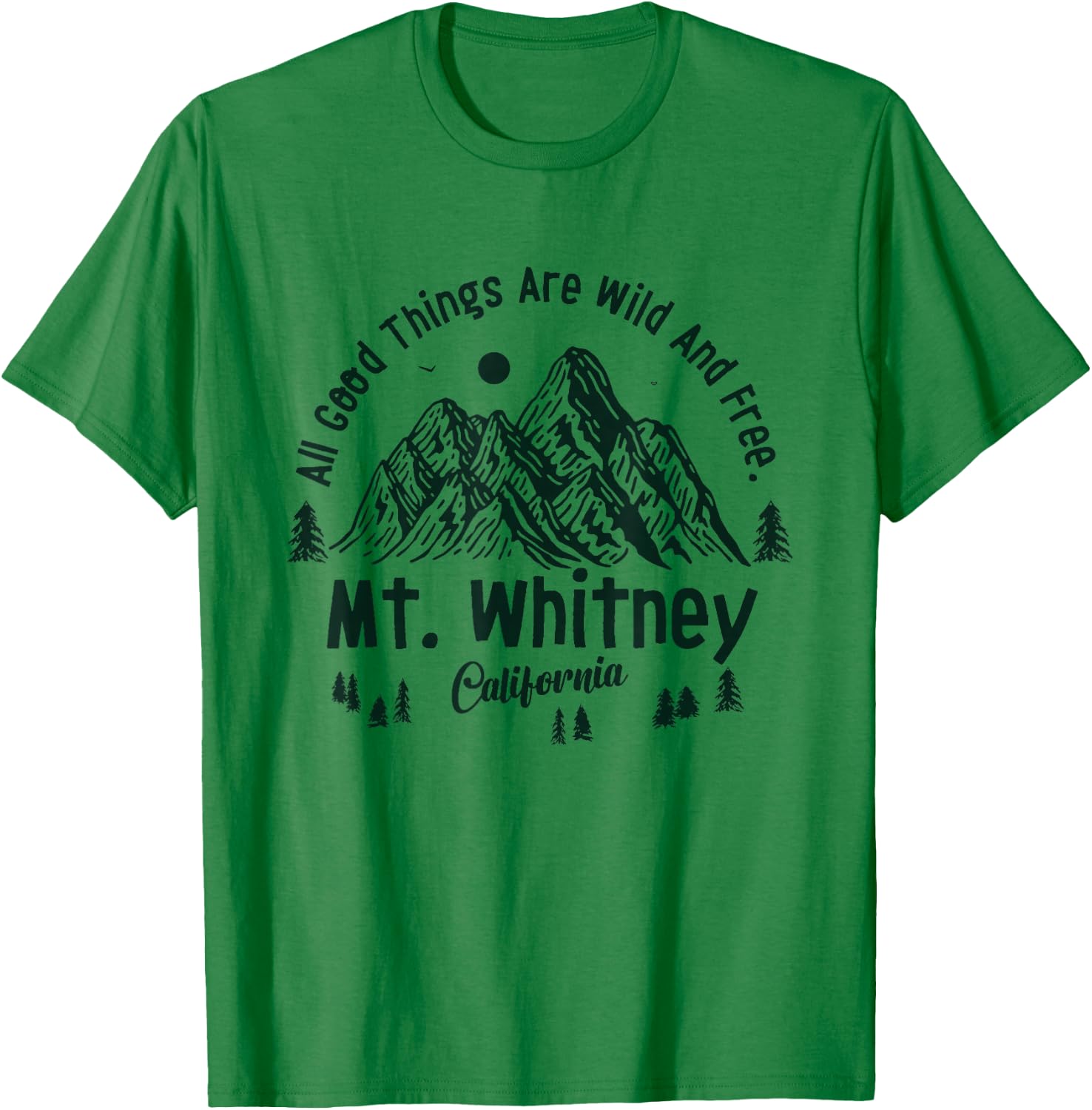 Mt. Whitney Mountains California Hiking Outdoors Vintage T-Shirt - T-Shirt | Irish Green
