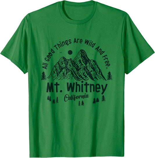 Mt. Whitney Mountains California Hiking Outdoors Vintage T-Shirt - T-Shirt | Irish Green