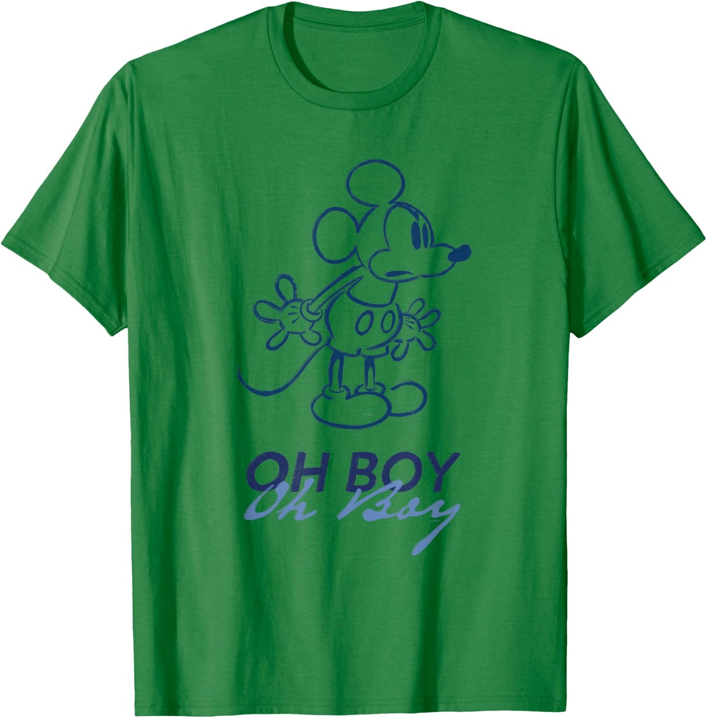 Disney Mickey Mouse Oh Boy Oh Boy Retro Vintage Lineart T-Shirt - T-Shirt | Irish Green