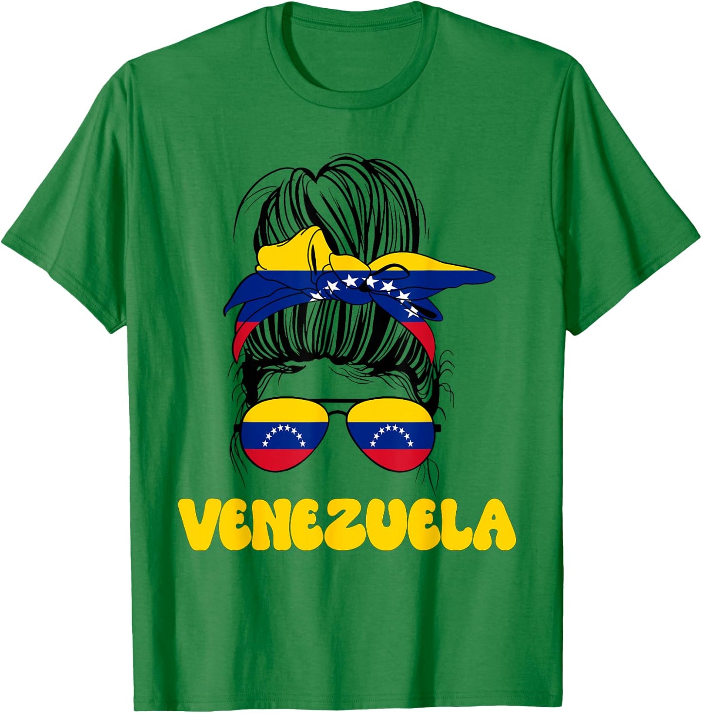 Venezuelan Women Messy Bun, Pride Venezuela Flag For Girls T-Shirt - T-Shirt | Irish Green