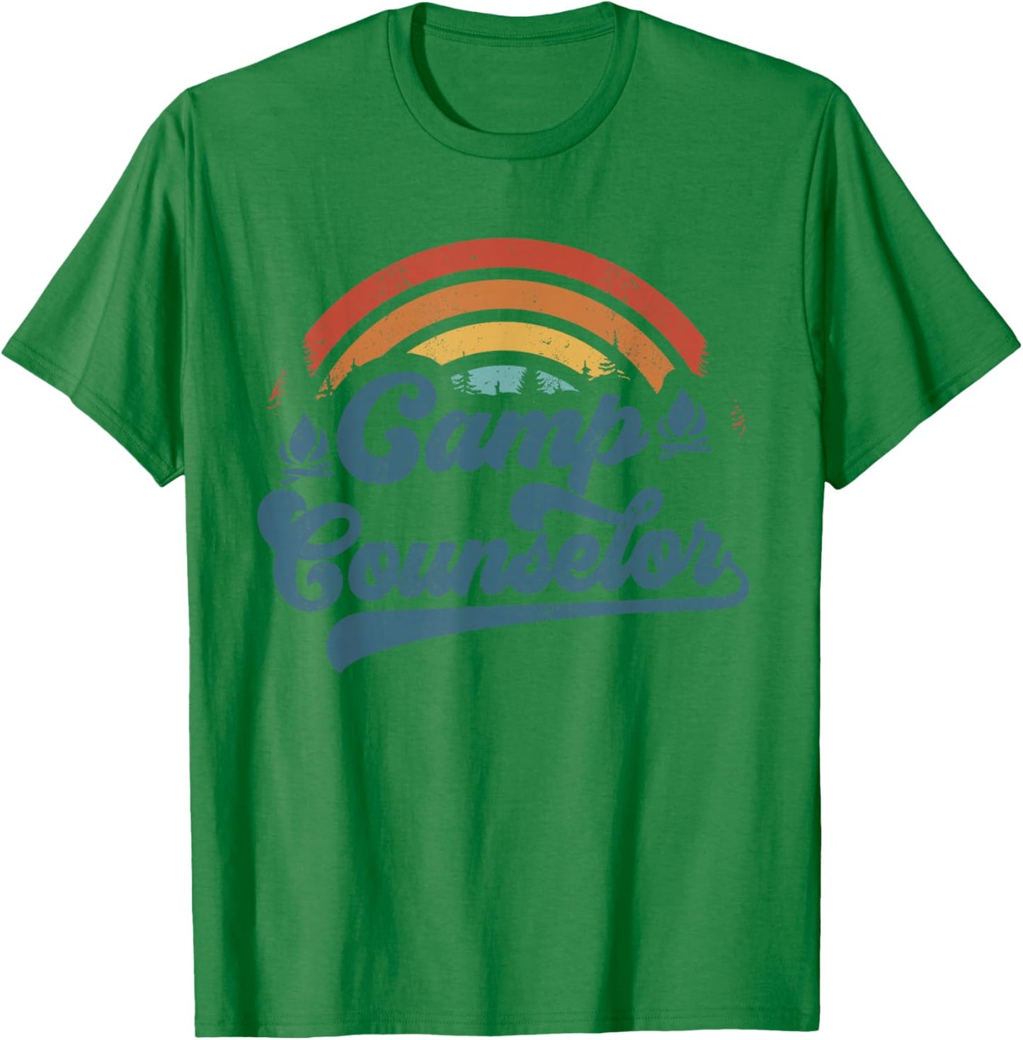 Summer Camp Counselor Staff Groovy Rainbow Camp Counselor T-Shirt - T-Shirt | Irish Green