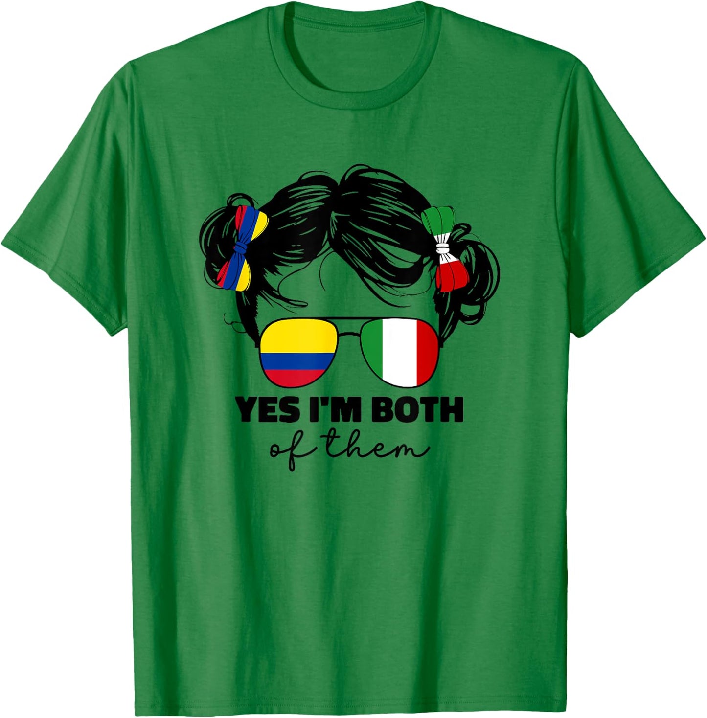 Half Italian And Colombian Colombia Italy Flag Kids Girl T-Shirt - T-Shirt | Irish Green