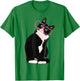 Cool Black Cat Kitten Red Heart Glasses Happy valentines Day T-Shirt - T-Shirt | Irish Green
