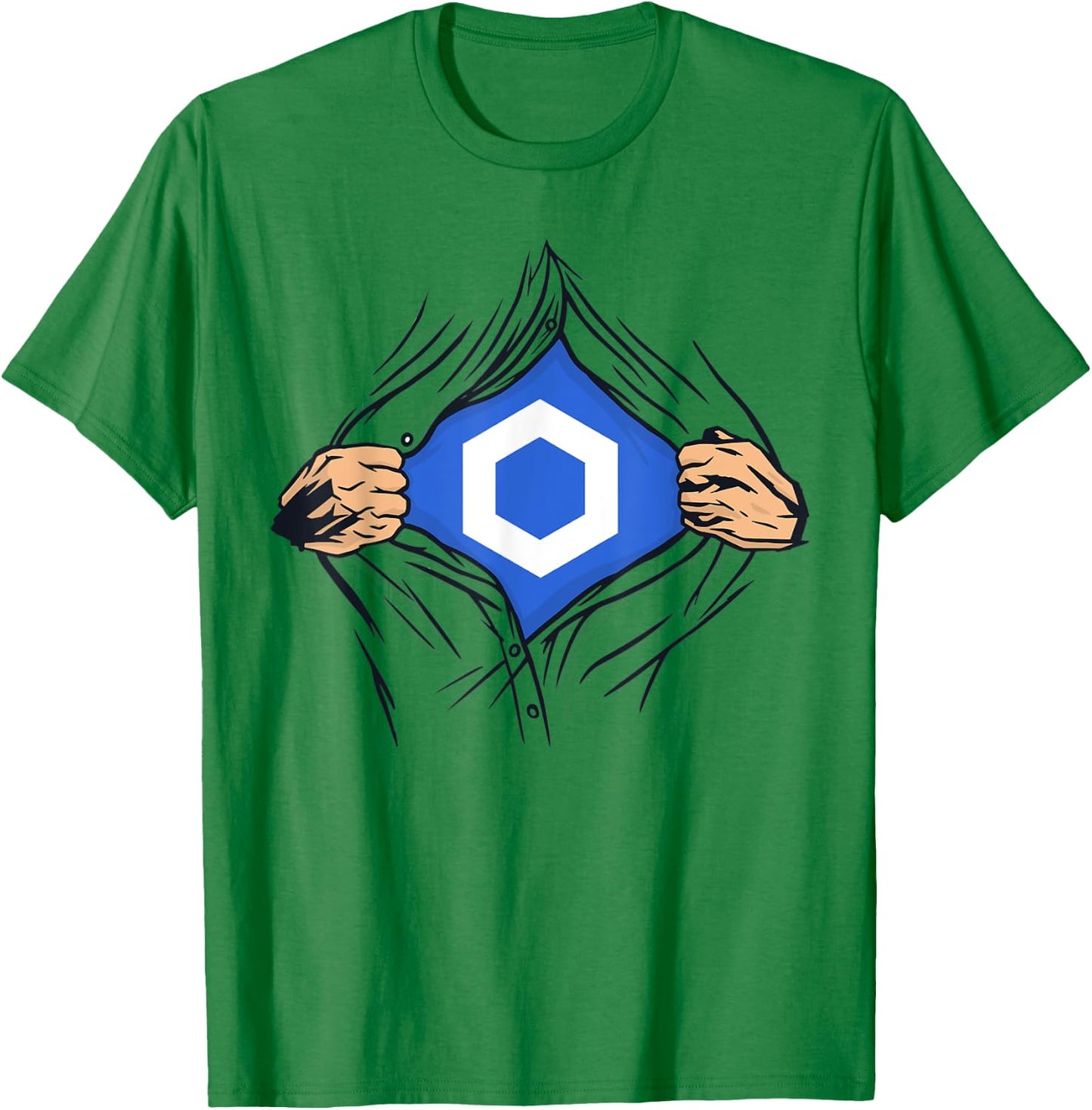 Chainlink LINK Crypto Tear Open Costume Cryptocurrency Funny T-Shirt - T-Shirt | Irish Green