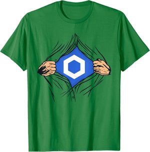 Chainlink LINK Crypto Tear Open Costume Cryptocurrency Funny T-Shirt - T-Shirt | Irish Green