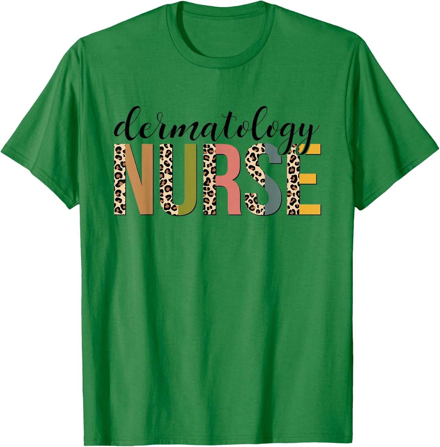 Leopard Dermatology Nurse Gifts Nursing Apparel T-Shirt - T-Shirt | Irish Green