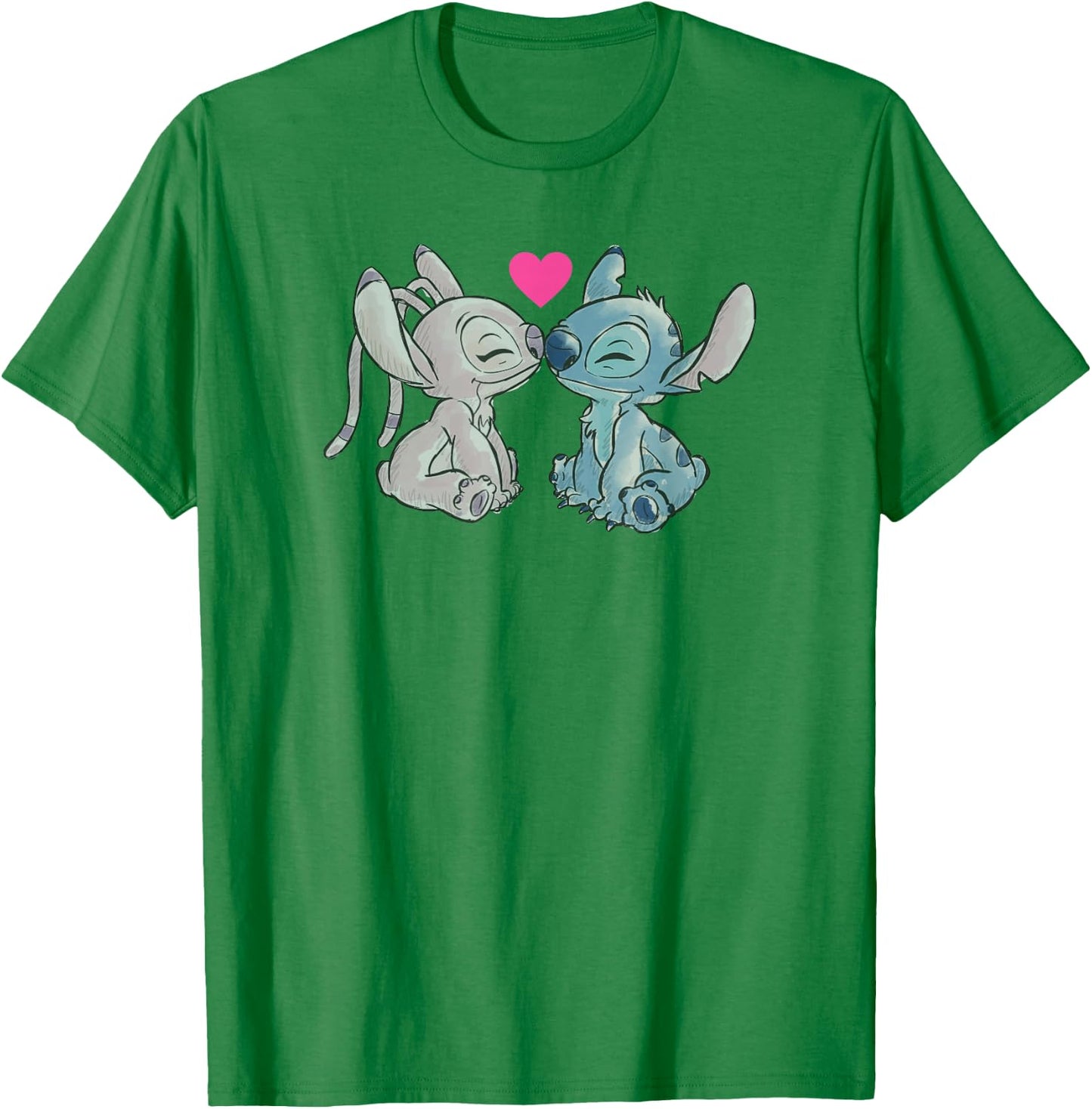 Disney Lilo & Stitch Valentine's Day Stitch & Angel Couple T-Shirt - T-Shirt | Irish Green