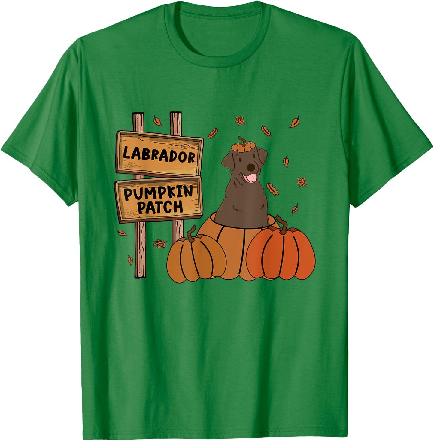 Labrador Pumpkin Patch Lab Lovers Thanksgiving Halloween T-Shirt - T-Shirt | Irish Green