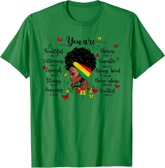 Black History Month You Are Beautiful You Are Chosen Junetee T-Shirt - T-Shirt | Irish Green