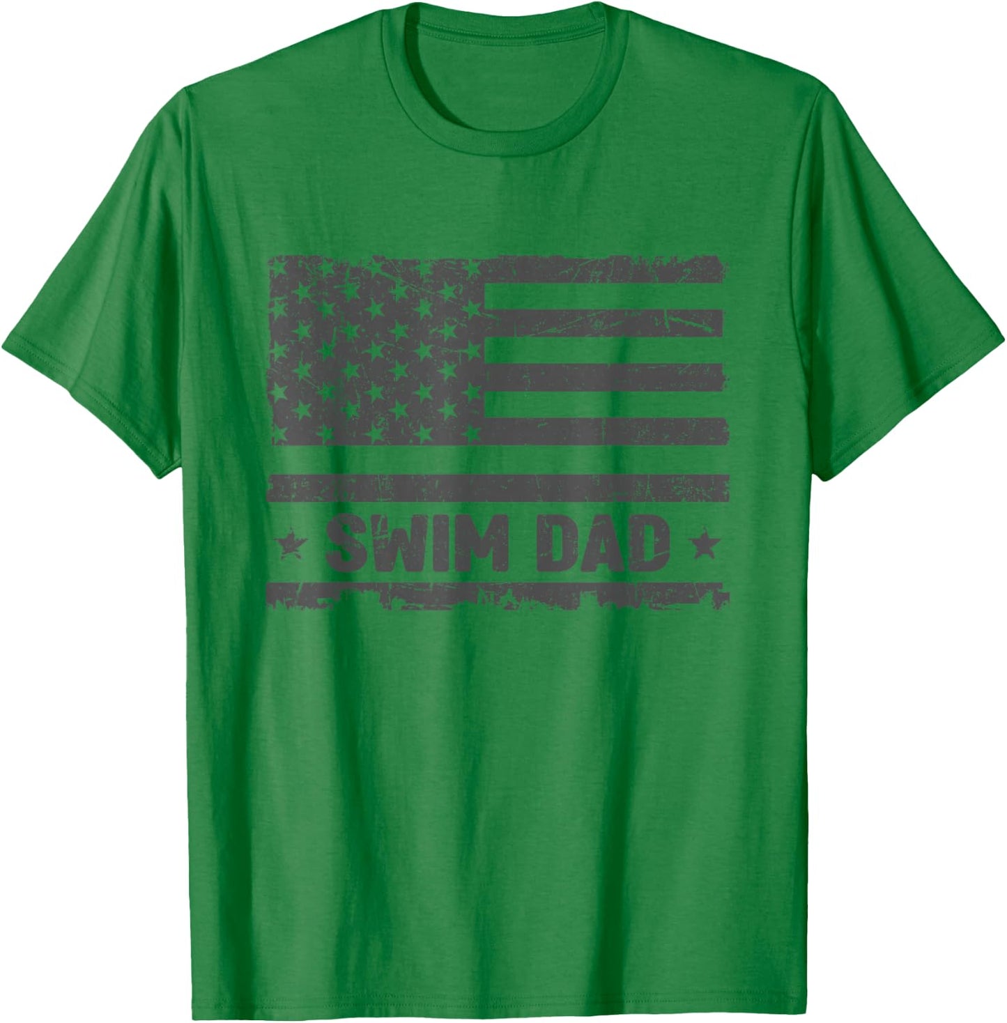 Vintage Swim Dad America US Flag Patriot Funny Gift T-Shirt - T-Shirt | Irish Green