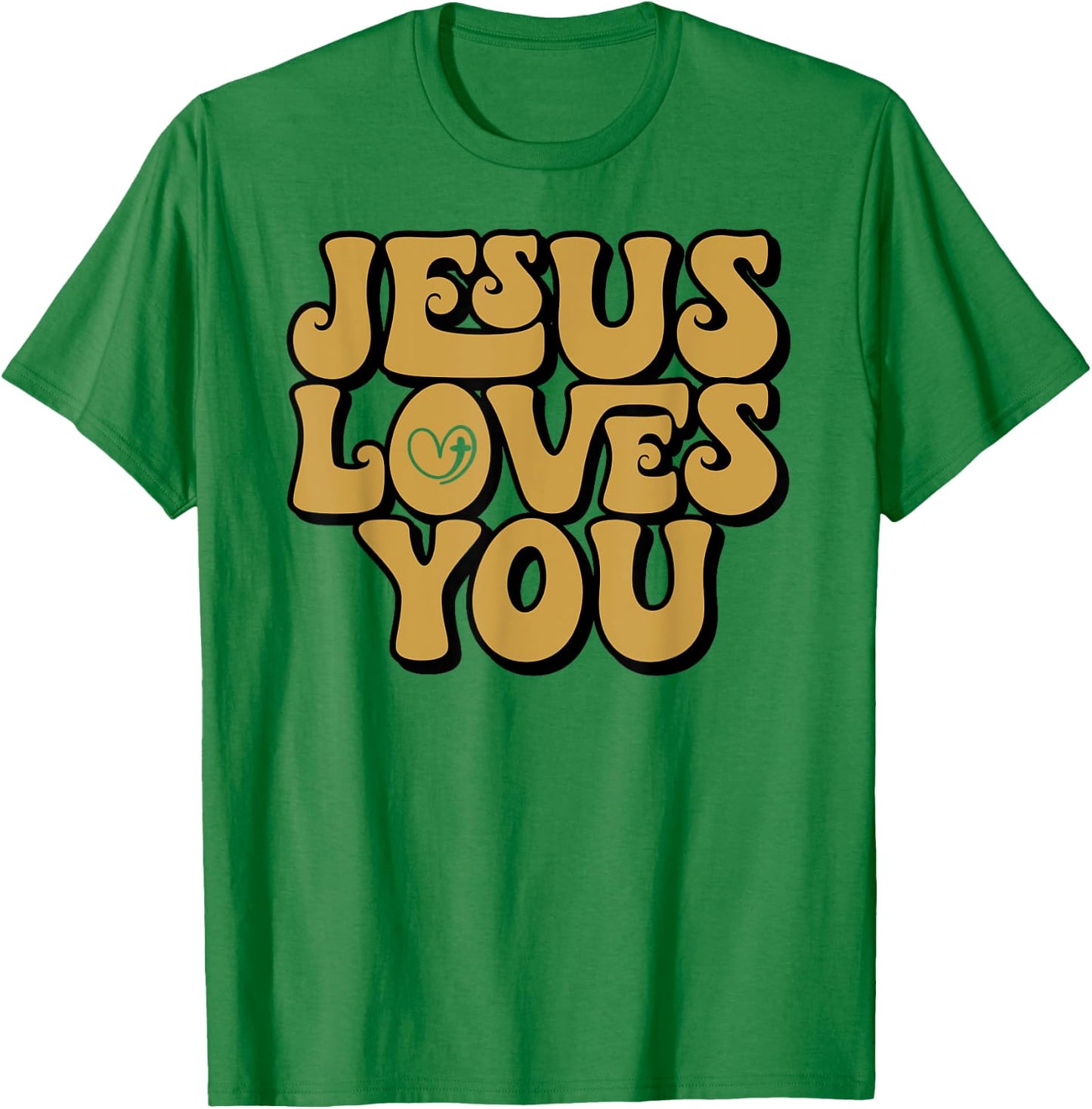 Jesus Loves You Retro Vintage Style Graphic Men T-Shirt - T-Shirt | Irish Green