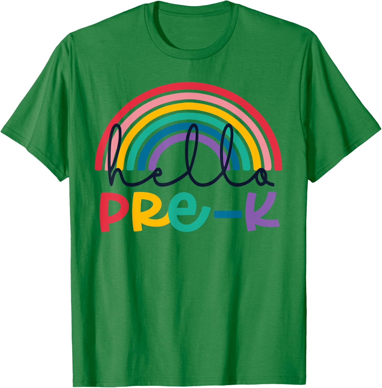 Hello Pre-K Rainbow Back To School Teacher Student Kid T-Shirt - T-Shirt | Irish Green