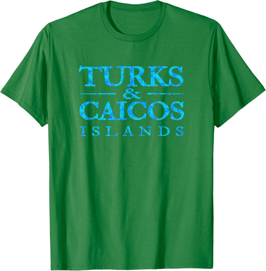 Turks and Caicos Islands Retro Colorful Text Souvenir T-Shirt - T-Shirt | Irish Green