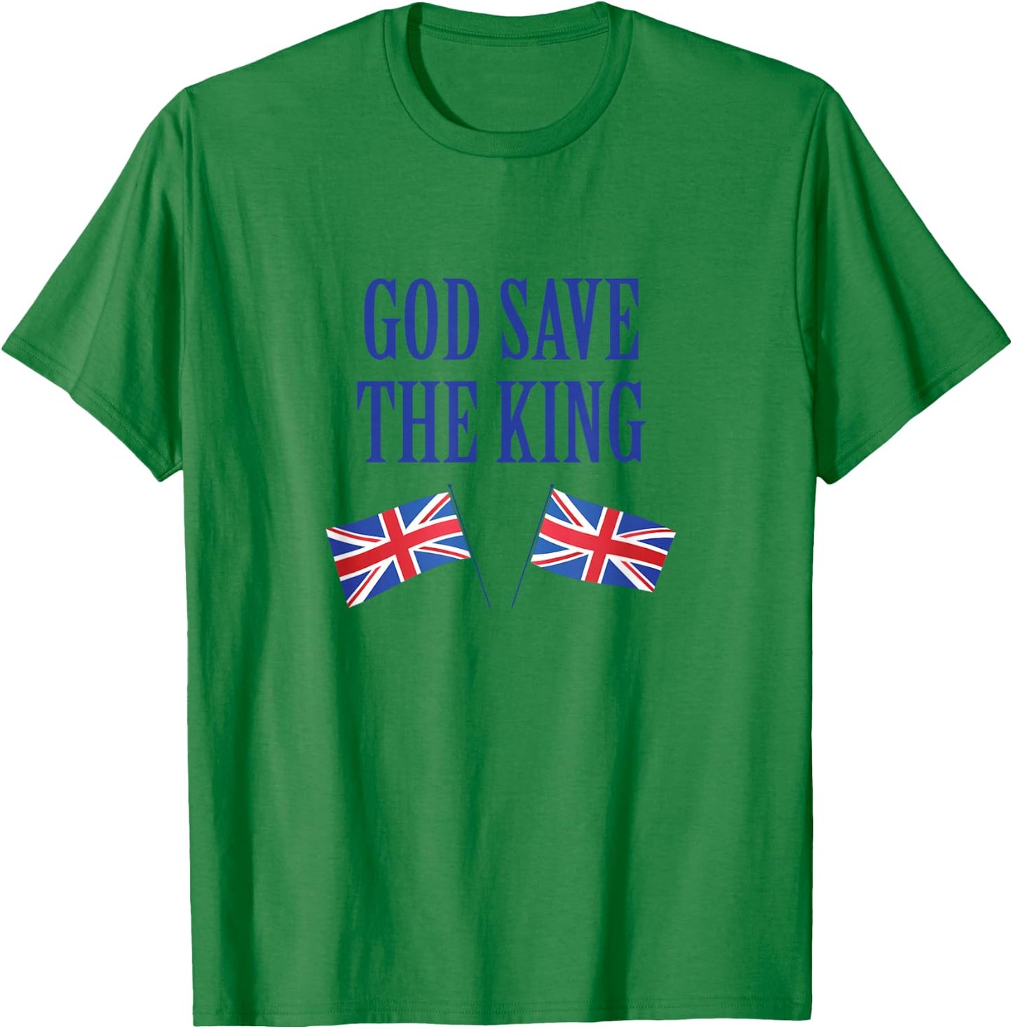 God Save The King with Union Jack flags, King Charles T-Shirt - T-Shirt | Irish Green