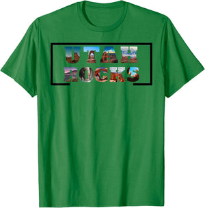 Utah Rocks, National Parks, Hiking, Rock Hunter Apparel T-Shirt - T-Shirt | Irish Green
